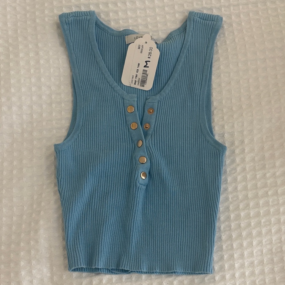 Love Tree Sky Blue Ribbed Tank Top